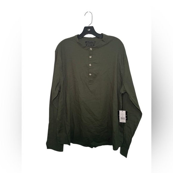 Saks Fifth Avenue New NWT Green Band Collar Linen Blend Tee XL - Picture 2 of 6
